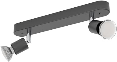 Eglo Ceiling Light Fixture with 2 Spots Stecci-E, Spotlight bar | bedroom and hallway lighting, lamp made of black steel and plastic, GU10 socket