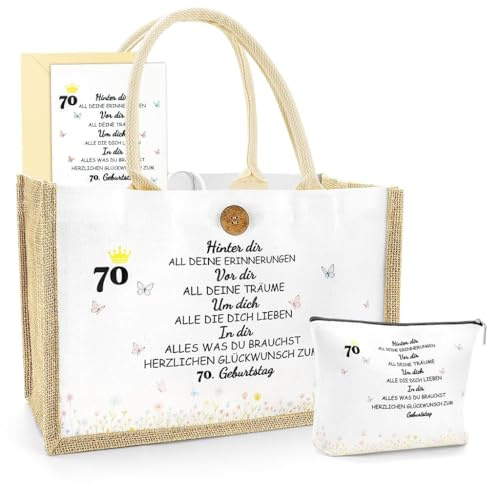 FIDWALL 40 Geburtstag Frauen, Geburtstagsgeschenk, Jutesack mit Kosmetiktasche und Karte, Nachhaltige Geschenkidee für Damen, Mutter, Freundin, Kollegin