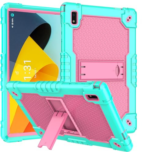 Doemoil for BYYBUO Tablet 10.1 inch Android 14 Tablet Case with Shoulder Strap Hard Back Hybrid Shockproof Kids Friendly Case for BYYBUO 10.1 inch Smartpad A10_L (Green/Pink)