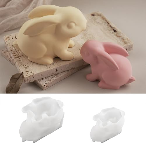 WIKIMO 2 Stück Silikonformen Gießformen Ostern für Hasen 3D Silikonform Ostern für Frühling Geeignet für Gipsformen zum Gießen