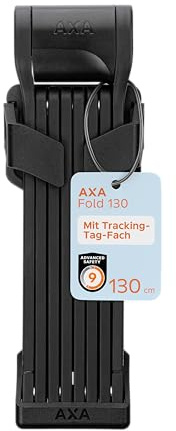 AXA Fold 130 Faltschloss – Länge 130 cm – Sicherheitsstufe 9 – Halterung inkl. Tracking-Tag-Fach – Mit 2 Schlüsseln
