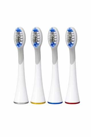 Zahnbürstenaufsätze 4er-Pack Ersatzköpfe Kompatibel mit Silk'n SonicSmile Schallzahnbürste, Weiß/Blau