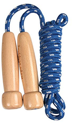 Wooden Handle Skipping Rope for Adults & Kids, Adjustable Cotton Jump Rope with Comfortable Grip, Durable Traditional Jumping Rope for Fitness Training, Gym, Home & Outdoor Exercise