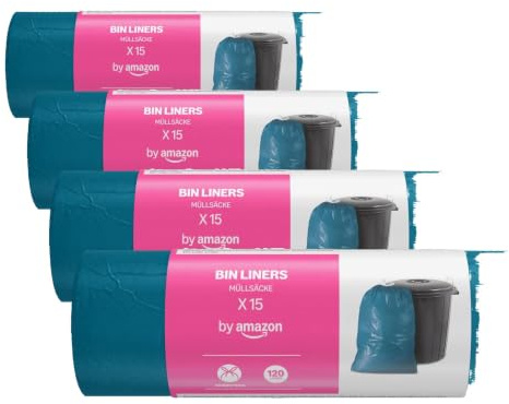 by Amazon Müllbeutel 15 x 120l (Farbe kann variieren) (Packung mit 4)