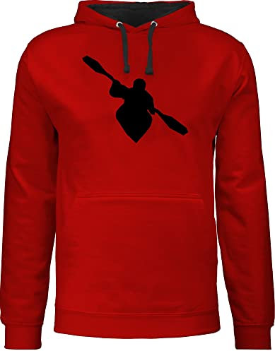 Pullover Herren Frauen Hoodie Kontrast zweifarbig - Wassersport - Kajak - S - Rot/Schwarz - schwimmer kanu pulli schwimmmotiv rudern hoody schwimmen hoodies schwimm damen schwimmsport sprüche