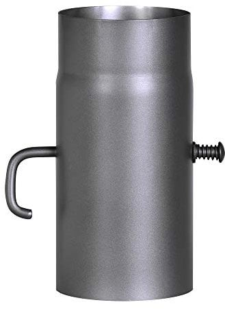 FIREFIX RD130/2D - Tubo per stufa, in acciaio spesso 2 mm, diametro 130 mm, per camini e focolari, Senotherm, grigio scuro, lunghezza 250 mm, con lembo di regolazione