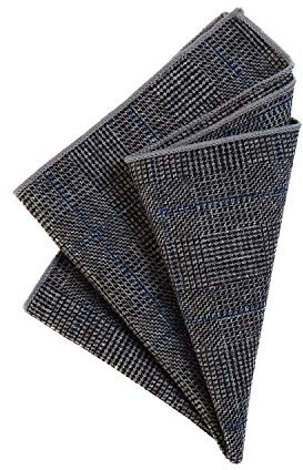 DonDon Herren Einstecktuch Taschentuch 23 x 23 cm Baumwolle Tweed Look blau-schwarz-grau kariert