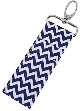 Walfront Lippenstift-Halter Schlüsselbund, Lippenbalsam Halter Schlüsselbund, Chapstick Pouch Strap Schlüsselanhänger Tasche Mütter Mädchen (Marineblau)