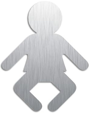 Türschild Wickelraum Edelstahl Piktogramm Baby H=100 mm selbstklebend Nr.1080