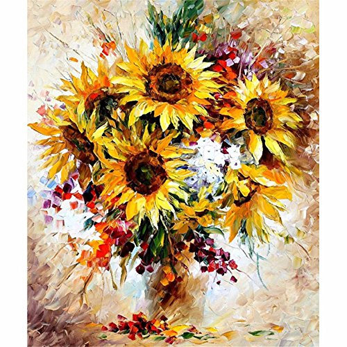 wangjian& Rahmen gelbe Sonnenblume DIY Digital Gemälde nach Anzahl Acrylbild Moderne Wandkunst handgemaltes Ölgemälde für zu Hause, 40x50cm