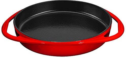 Bruntmor Red Enameled Round Cast Iron Baking Pan