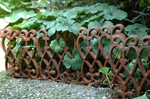 FAL Ornate Cast Iron Brown Lawn Garden Edging Edge 27.5 x 14 cm