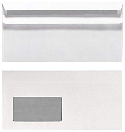 Herlitz Briefumschlag DIN Lang, Selbstklebend mit Fenster, 100 Stück mit Innendruck in Folienpackung, eingeschweißt, weiß (5x 100 Stück)