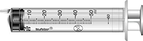 Pic Solution 02079000090510 Einweg-Exzenter-Luer-Spritzen Ohne Nadel 50-Teilig, 50 ml Kapazität