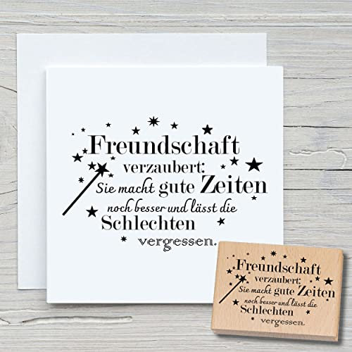 NEWSTAMPS Stempel Freundschaft verzaubert Motivstempel groß aus Holz & Gummi zum Karten basteln, Holzstempel, Sprüche, Spruchstempel, Textstempel, Schrift, Scrapbook, Textilstempel, Deko