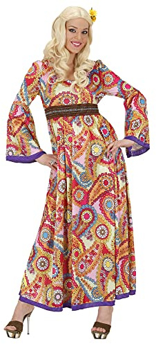 WIDMANN Erwachsenenkostüm Hippie Frau Kleid Flower Power Fasching Karneval Mottoparty
