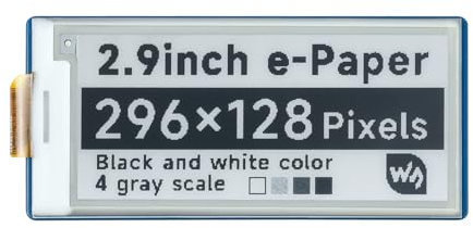 Waveshare 2.9inch E-Paper E-Ink Display Module For Raspberry Pi Pico 296×128 Pixels Black/White SPI Interface Support Full and Partial Refresh Wide Viewing Angle
