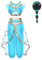 Yigoo Prinzessin Kostüm Mädchen Jasmin Kostüm Kinder Frauen Aladdin Kleid Weihnachten Verkleidung Karneval Party Halloween Fest mit Perücke 140