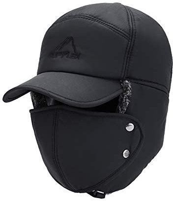 iNelihoo Herren Winter Fliegermütze Trappermütze Winddicht Warm Wintermütze mit Ohrenklappen Männer Baseball Cap Schirmmütze für Snowboarden Skaten Radfahren