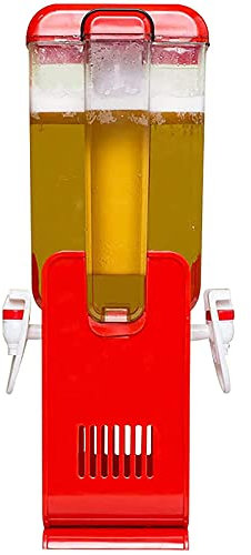Dispensador de Torre de Cerveza de 5L, dispensador de Bebidas de Alta Capacidad, Torre de Bebidas, con 2 grifos y Tubo de congelación Brillante, fácil de Limpiar, Fiesta, Restaurante, KTV,Rojo