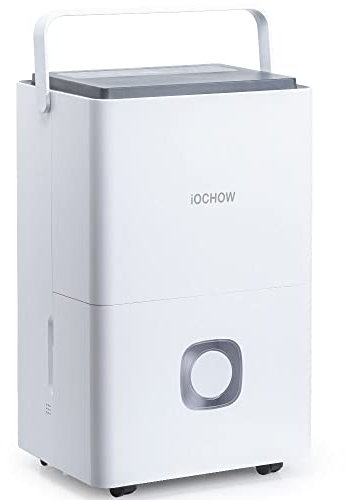 iOCHOW Leistungsstarker Luftentfeuchter: 25 l/Tag Luftentfeuchter mit Großer Kapazität 4L Wassertank für Hohe Luftfeuchtigkeit in Keller und Badezimmer mit Automatischer oder Manueller Entwässerung