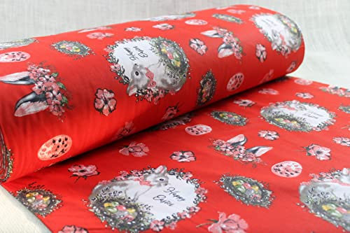 240 cm Popeline Baumwollstoff Meterware ab 50cm aus Baumwolle Stoff Patchwork Basteln mit ÖKO-TEX Zertifikat Ostern Stoffe Osterhase Ostereier (Muster 2)