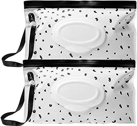 2 Stück Feuchttücher Tasche für Babys Feuchttücherbox unterwegs,Wiederverwendbar Wet Wipe Tasche Feuchttücher Behälter für Unterwegs, Zuhause, Büro (Weiß)