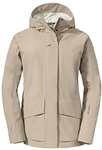 Schöffel W Jacket Geneva Beige - Wasserdichte atmungsaktive Damen Übergangsjacke, Größe 40 - Farbe Humus