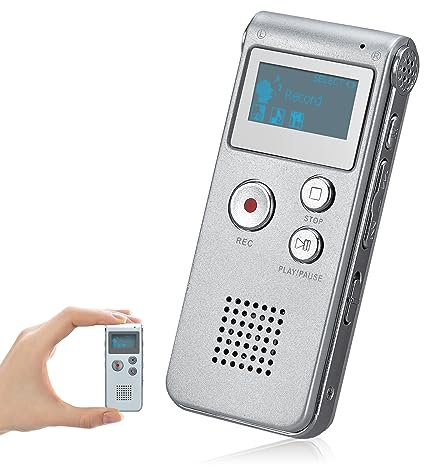 COVVY 16GB Portable Digital Voice Recorder Audio Recorder Sound Recorder Dictaphone LCD Recorder MP3 Player Dictaphone (Silver)