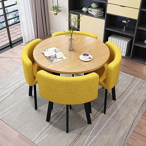 Büro-Empfangsraum-Clubtisch, Besprechungstisch, Büro, Empfangsraum, Kleiner Raum, Küche, Runder Tisch Und Vier Stühle (Yellow)