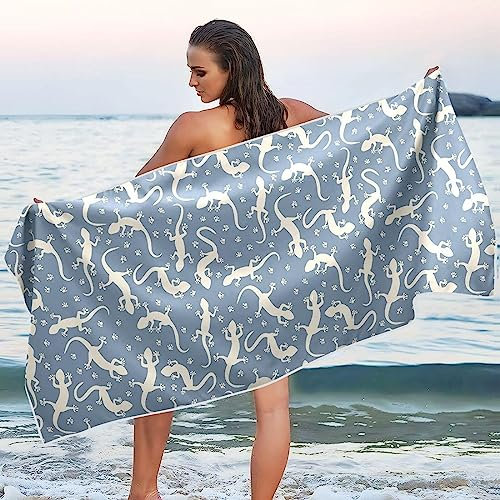 Aozhiswe Mikrofaser Strandtuch Gecko Handtuch Groß 100x200 Strandhandtuch Reptil Badetuch Schnell Trocknendes Sandfreies Weiches Strandlaken, Strandtücher, Badehandtuch