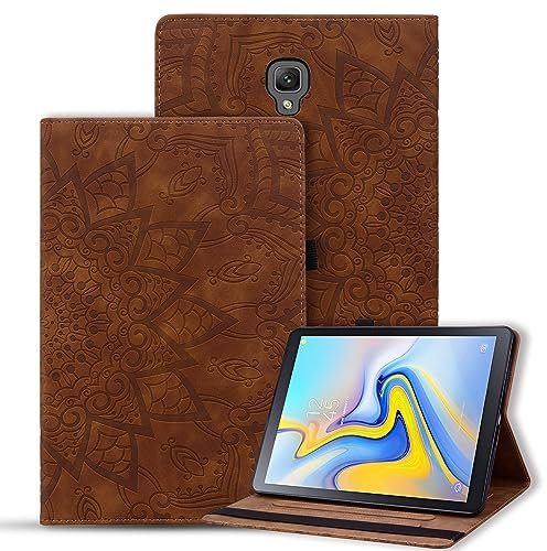Vaitasy Coque Samsung Galaxy Tab A 10.5 Pouces 2018 Housse Fente pour Carte Étui avec Bande Elastique pour Galaxy Tab A 2018 SM-T590/SM-T595/SM-T597 - Mandala Marron