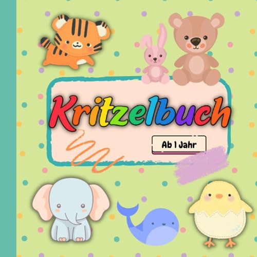 Kritzelbuch ab 1 Jahr: Kritzelmalbuch für Mädchen und Jungen| Malbuch für Kleinkinder | Süße Baby Tiere | XXL 106 Seiten