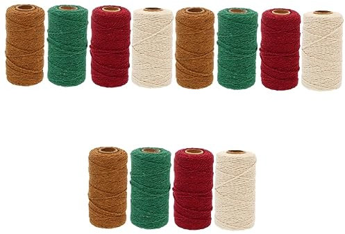 ABOOFAN 12 Rollen 2 mm Baumwollseil Kordel zum Binden der Ohrschlaufe Makramee-Schnur-Seil Quiltfaden Baumwollkordel Makramee-Seil Weben Baumwollfaden Wattebausch Schnürsenkel Baumwolle