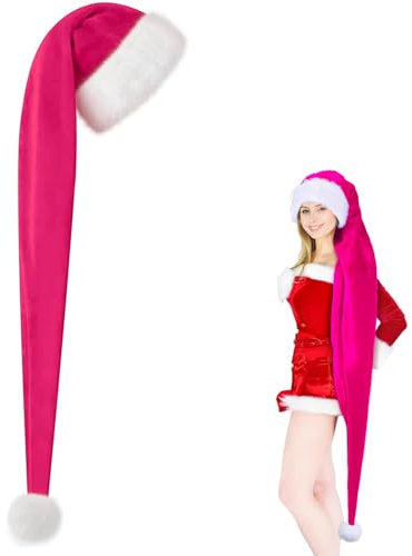 150cm Plüsch Nikolausmütze,Warm Dicker Grün Nikolaus Mütze für Erwachsene Weihnachtszubehör,Deluxe-Weihnachtsmannmützen mit Samt und Plüschbesatz für Weihnachts Geschenke Weihnachtsfeier Lieferungen
