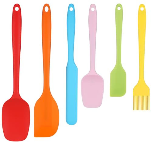 Kssvzz 6 Pcs Silicone Spatula, High Heat Resistant Spatulas Set, Non-Stick Rubber Spatula with Steel Core, Silicone Kitchen Utensil Set for Cooking Baking Mixing