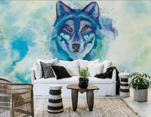 Papier Peint Panoramique Tropical Paysage Motif Chinois Tapisserie Murale 3D Loup Peint À La Main À L'Aquarelle Salon Chambre Adulte Enfant Zen Poster Geant Mural