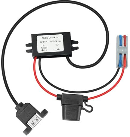MZHOU DC12V 24V zu 5V Spannungswandler USB Power Konverter DC 8V-32V zu 5V 3A 15W, 12V USB Buchse Buck Converter Step-down Motorrad Volt Lade-regler.