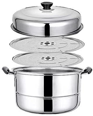 HLDMUXBF Olla común, vaporera, acero inoxidable, dos pisos, olla grande for sopa doméstica, olla for pescado, horno electromagnético, estufa de gas Cazuela