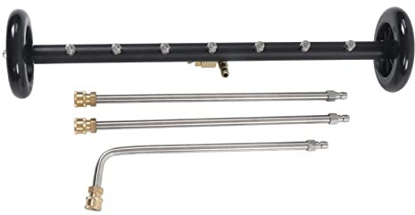 Pressure Washer Undercarriage Cleaner, 4000psi 2 in 1 Under Car Water Broom Cleaner with 3 Extension Wands, Stainless Steel Nozzles, for Balcony Courtyard Vehicle (7 Holes)