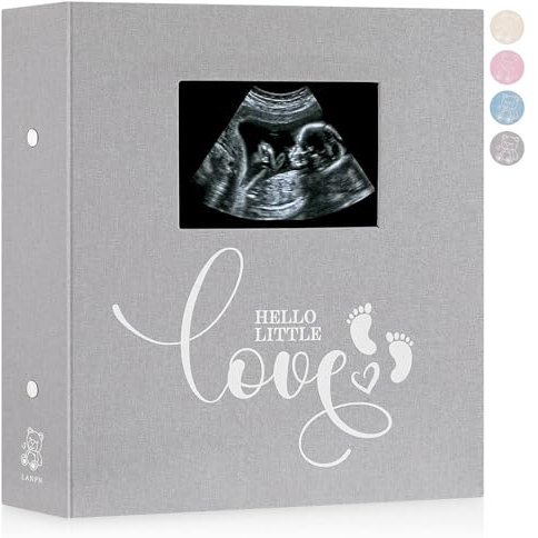 Lanpn Baby Fotoalbum 4x6 600 Taschen, Leineneinband Ultraschallalbum, Sonogramm Bildalbum, Neugeborenes Bebe Erinnerungsbuch Fotobuch mit Frontfenster, Geschenk für Junge Mädchen Babyparty Geburtstag