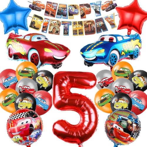 17 Stück Geburtstagsdeko Set 5 Jahre, Deko Geburtstag Kinder, Luftballons Party Dekoration, Luftballons Geburtstag Jungen Mädchen, Geburtstagsdeko Folienballon, Banner