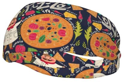 Chef Pizzasweatbands für Damen und Herren, atmungsaktiv, schweißableitendes Stirnband für Sport, Yoga, Wandern, Joggen, Radfahren, Angeln