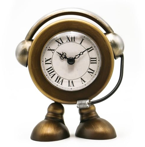 YOUKI Roboter Kaminuhr,Standuhr Klein,Tischuhr Vintage,Standuhren for Wohnzimmer und Schlafzimmer，Kaminuhren Batteriebetrieben,Still