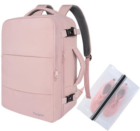Taygeer EasyJet Handgepäck 45x36x20, Handgepäck Rucksack Flugzeug Herren, 15,6 Zoll Laptop Reiserucksack mit USB Ladeanschluss Handgepäck Tasche Business Arbeit Schule für Damen Teenager, Rosa