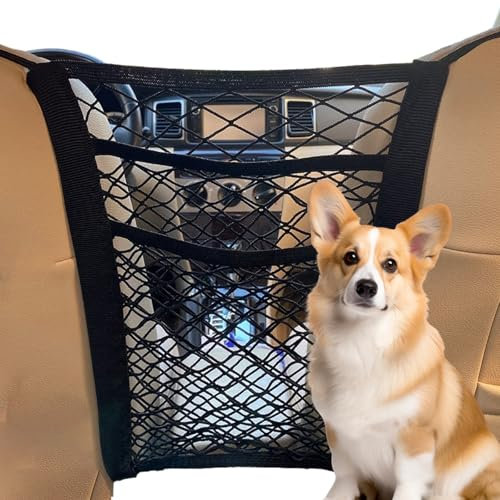 VPB Dog Car Barrier,3 Layer Car Net Barrier,Dogs Guards for Cars,Dog Car Accessories for Rear Seat Pet Sundries Safety Barrier,Stretchable(Black)
