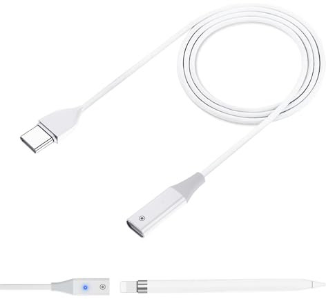 USB C Charger Adapter Compatible with Apple Pencil 1st Generation, 1M iPencil Charging Adapter, USB C to Lightning Adapter, USB C Charger for Apple Pen, Portable Charging Accessory for Apple Pencil 1