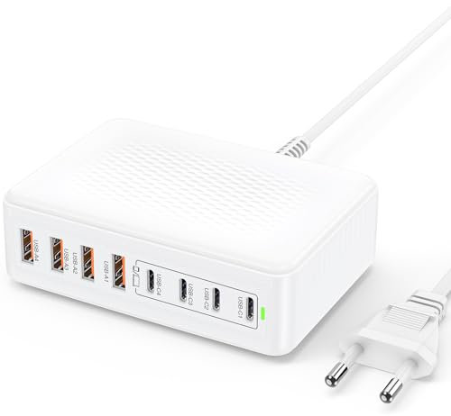 200W USB C Ladegerät, GaN 8-Port USB Schnellladegerät 65W Max, Laptop Ladegerät Adapter Tpy C Schnellladestation, Netzteil Charger für MacBook, iPhone 16 Pro Max/15/14, iPad, Samsung, Smartphone