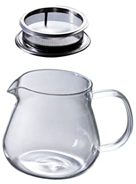 MAGICLULU Hand Blown 460ml Borosilicate Glass Coffee Kettle Strainer Large Capacity Practical Coffee Pot for Home and Tea Brewing