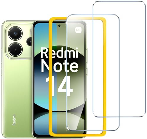 ivoler 2 Piezas Protector de Pantalla para Xiaomi Redmi Note 14 4G (No para Redmi Note 14 5G), con Marco de Instalación Fácil, Cristal Vidrio Templado Anti-Arañazos, Dureza 9H, Sin Burbujas